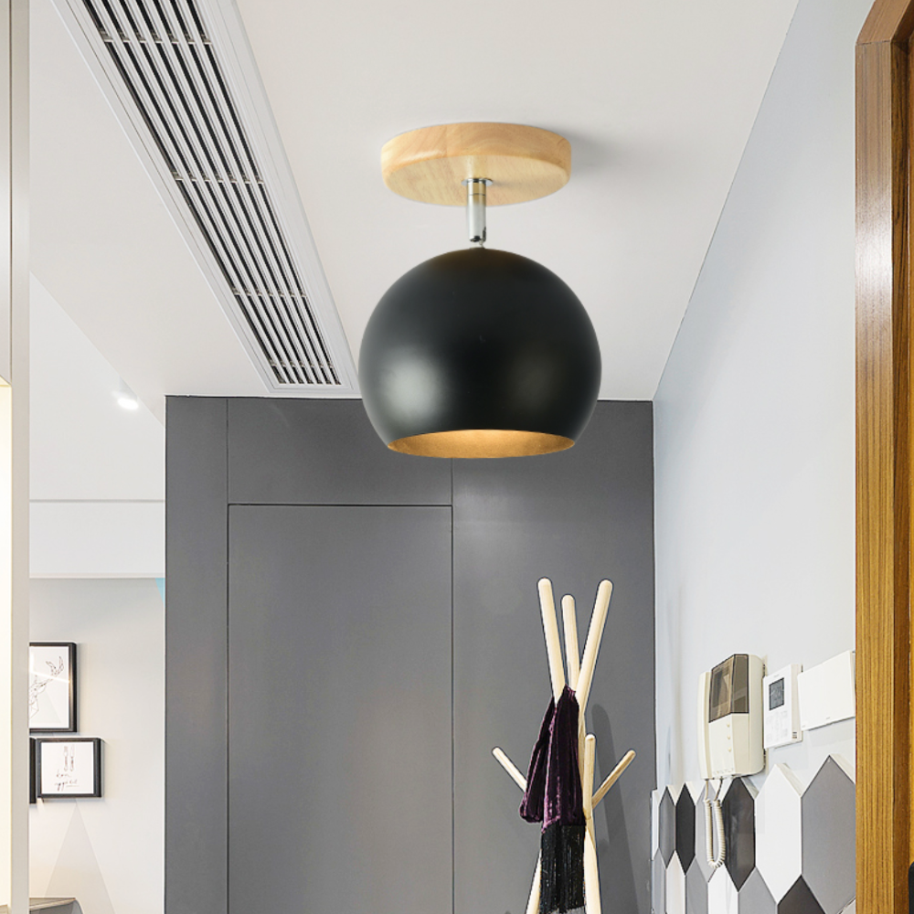 Ceiling Light Scandinavian Natural Wood Adjustable Shade