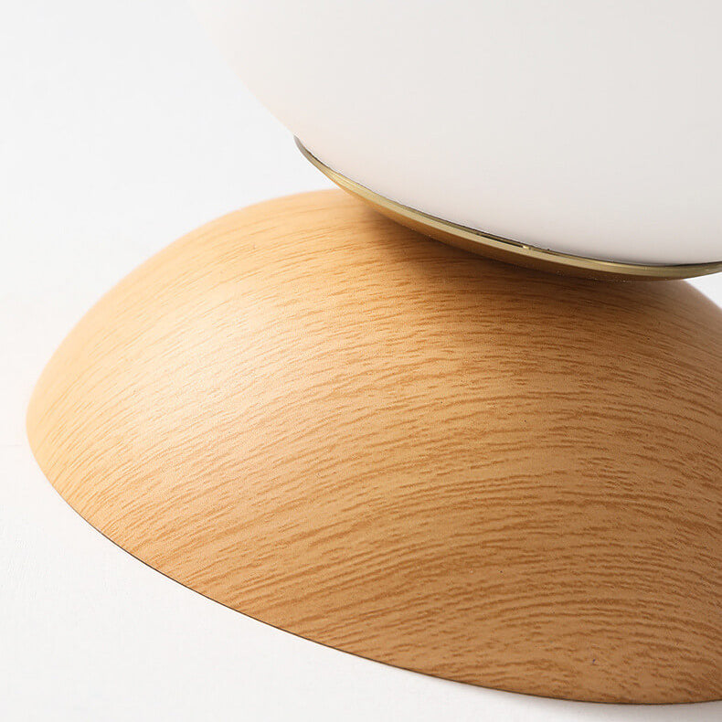 Ceiling Light Semi-Recessed Glass Globe Wood Finish