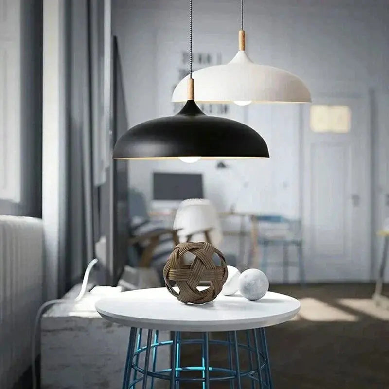 Ceiling Light Solid Oak & Iron E27 Socket