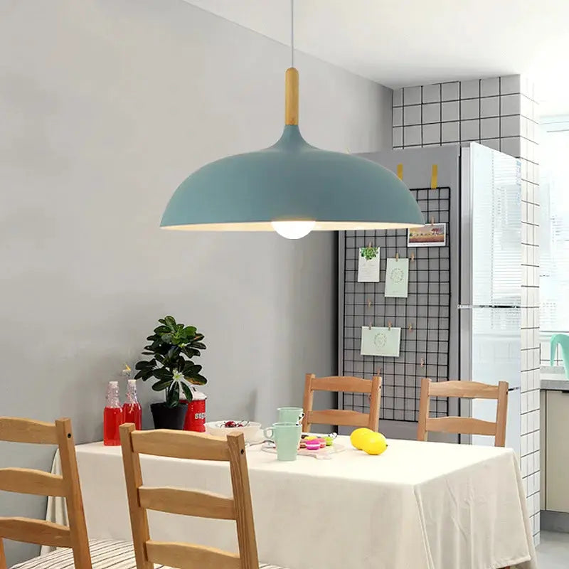 Ceiling Light Solid Oak & Iron E27 Socket
