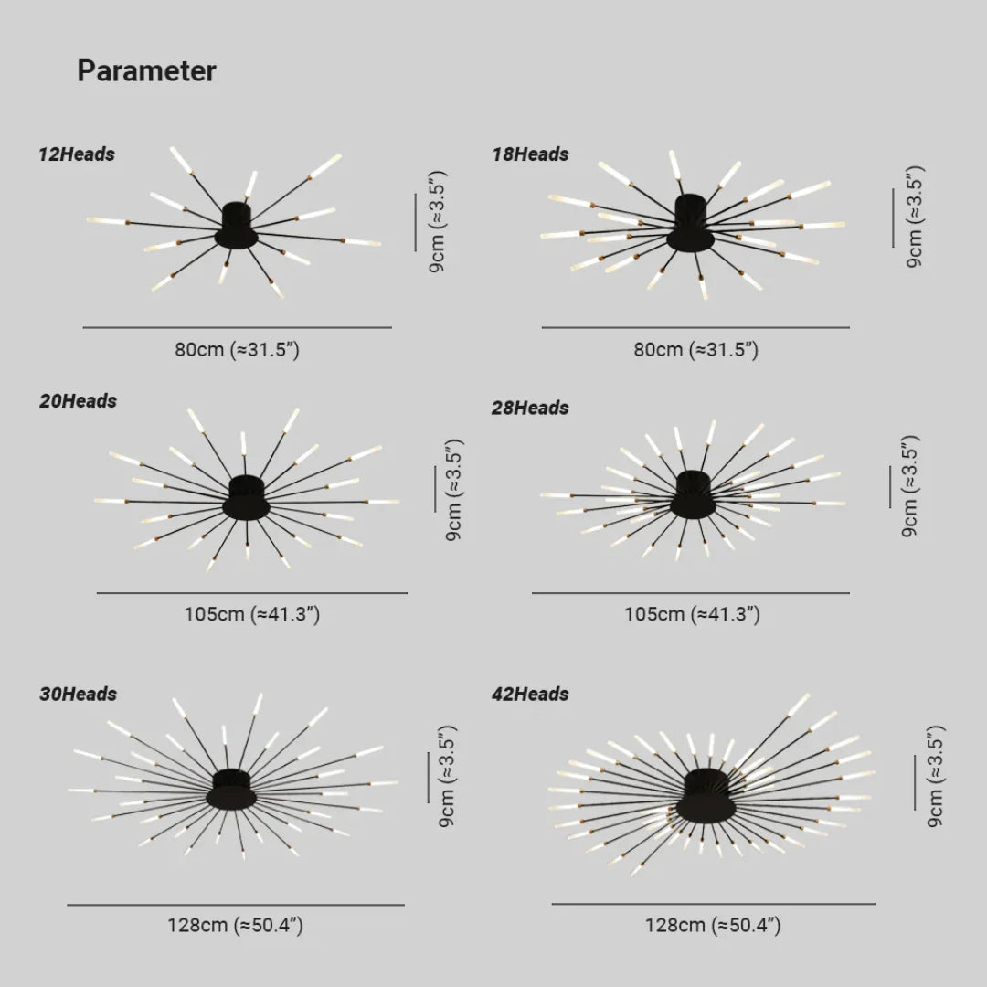 Ceiling Light Star-Shaped 12-Arm Integrated LED
