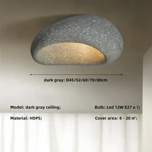 Ceiling Light Wabi-Sabi Pebble Design Warm LED Three Settings