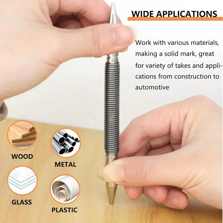Center Punch Spring-Loaded Hardened Steel Interchangeable Tips