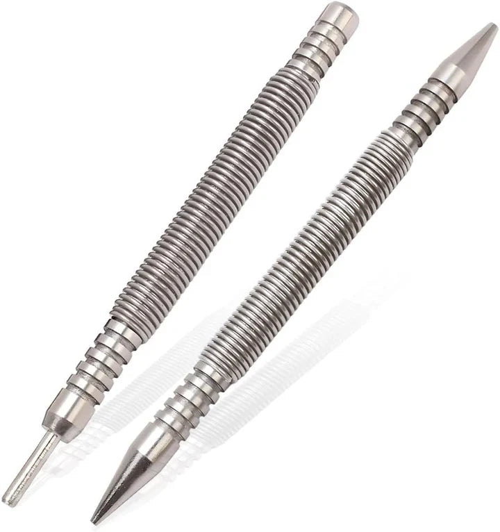 Center Punch Spring-Loaded Hardened Steel Two Interchangeable Tips