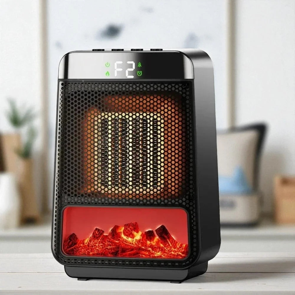 Ceramic Fan Heater Flame Effect Digital Touch Display