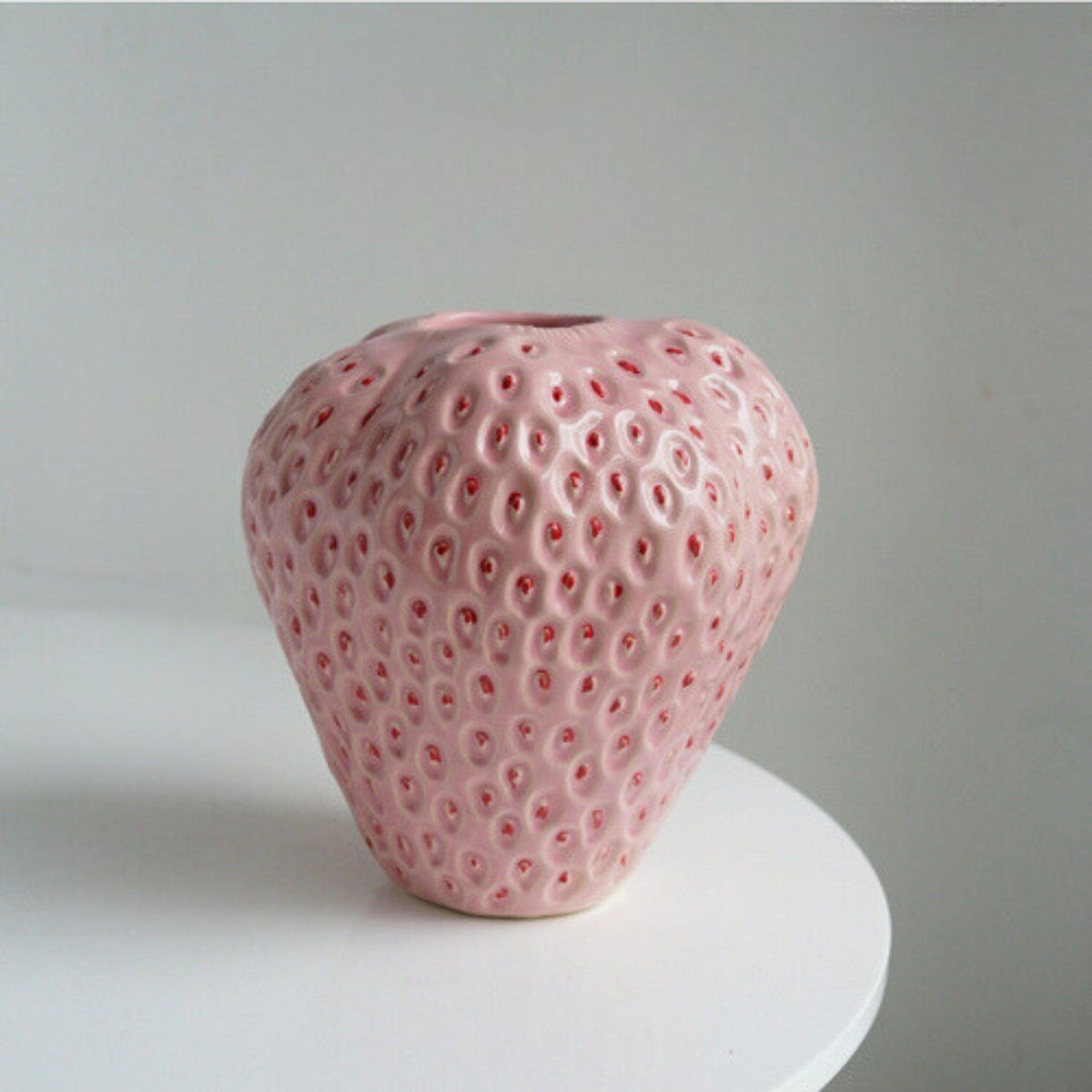 Ceramic Vase Strawberry Shape With Textured Seeds
