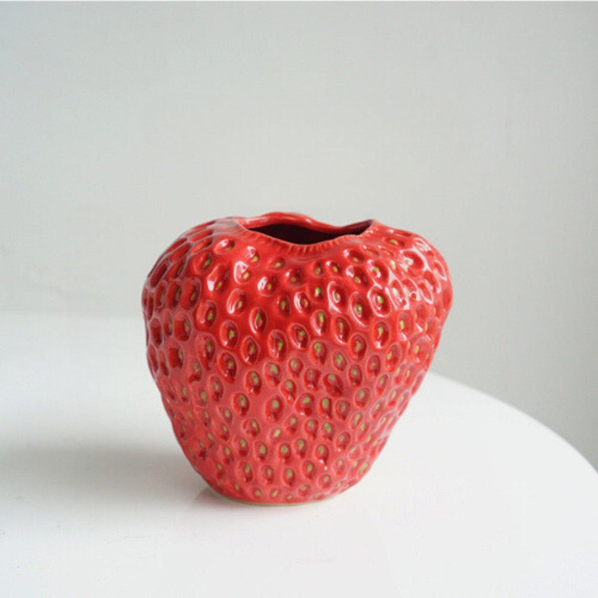 Ceramic Vase Strawberry Shape With Textured Seeds