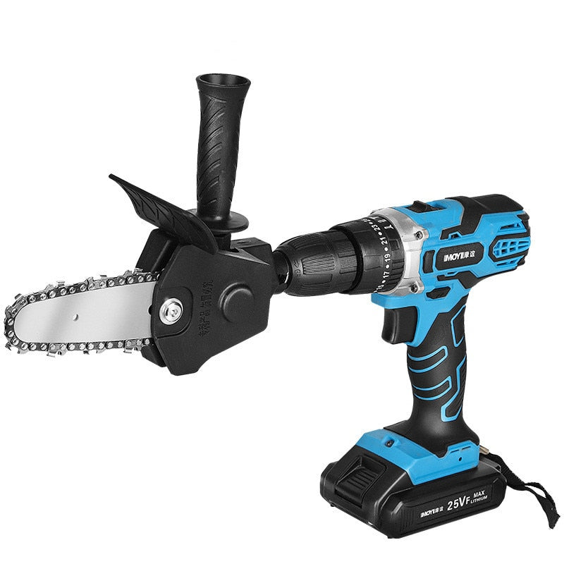 Chainsaw Attachment Drill Mount Tungsten Steel Blade Extra Handle