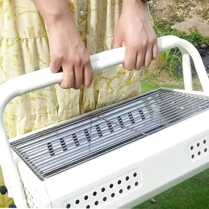 Charcoal Grill Portable Folding Legs & Perforated Sidewalls
