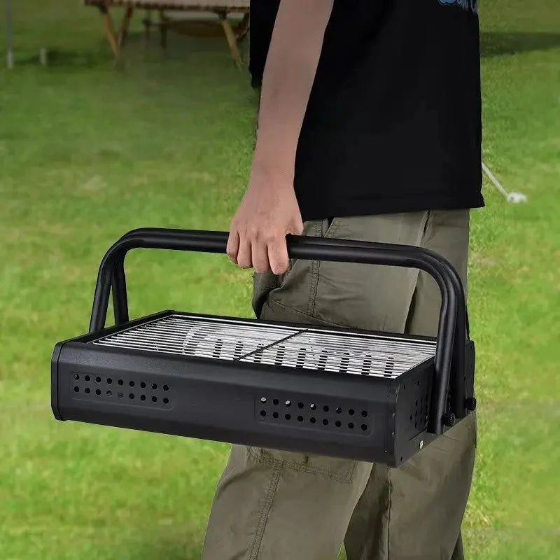 Charcoal Grill Portable Folding Legs & Perforated Sidewalls