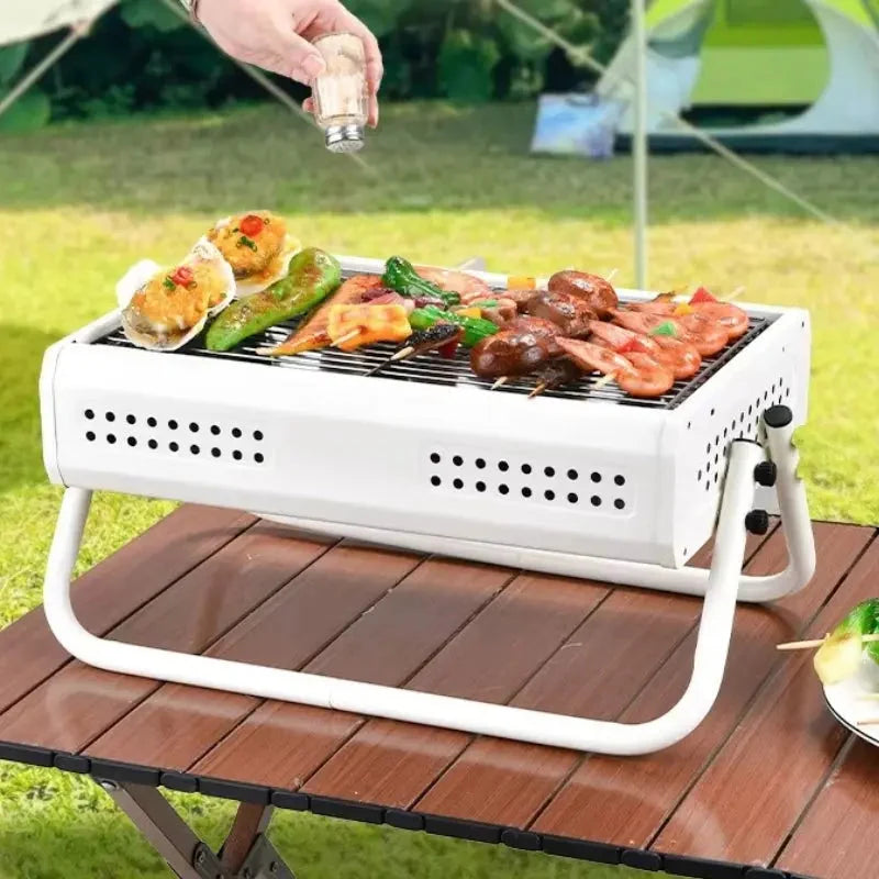 Charcoal Grill Portable Folding Legs & Perforated Sidewalls