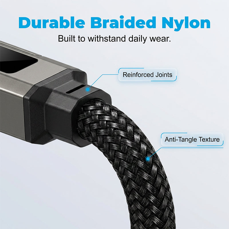 Charging Cable Keychain 4-in-1 Universal Connectors Digital Power Display