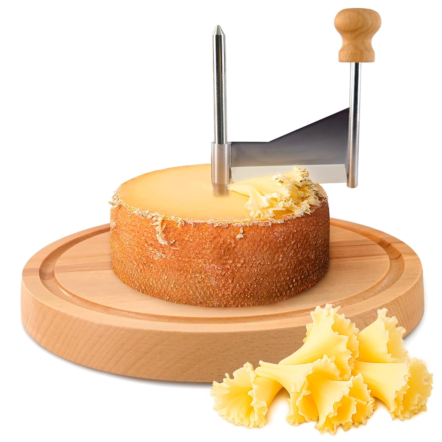 Cheese Slicer Stainless Steel Blade & Solid Wood Base
