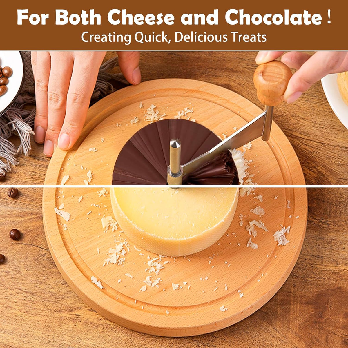 Cheese Slicer Stainless Steel Blade & Solid Wood Base