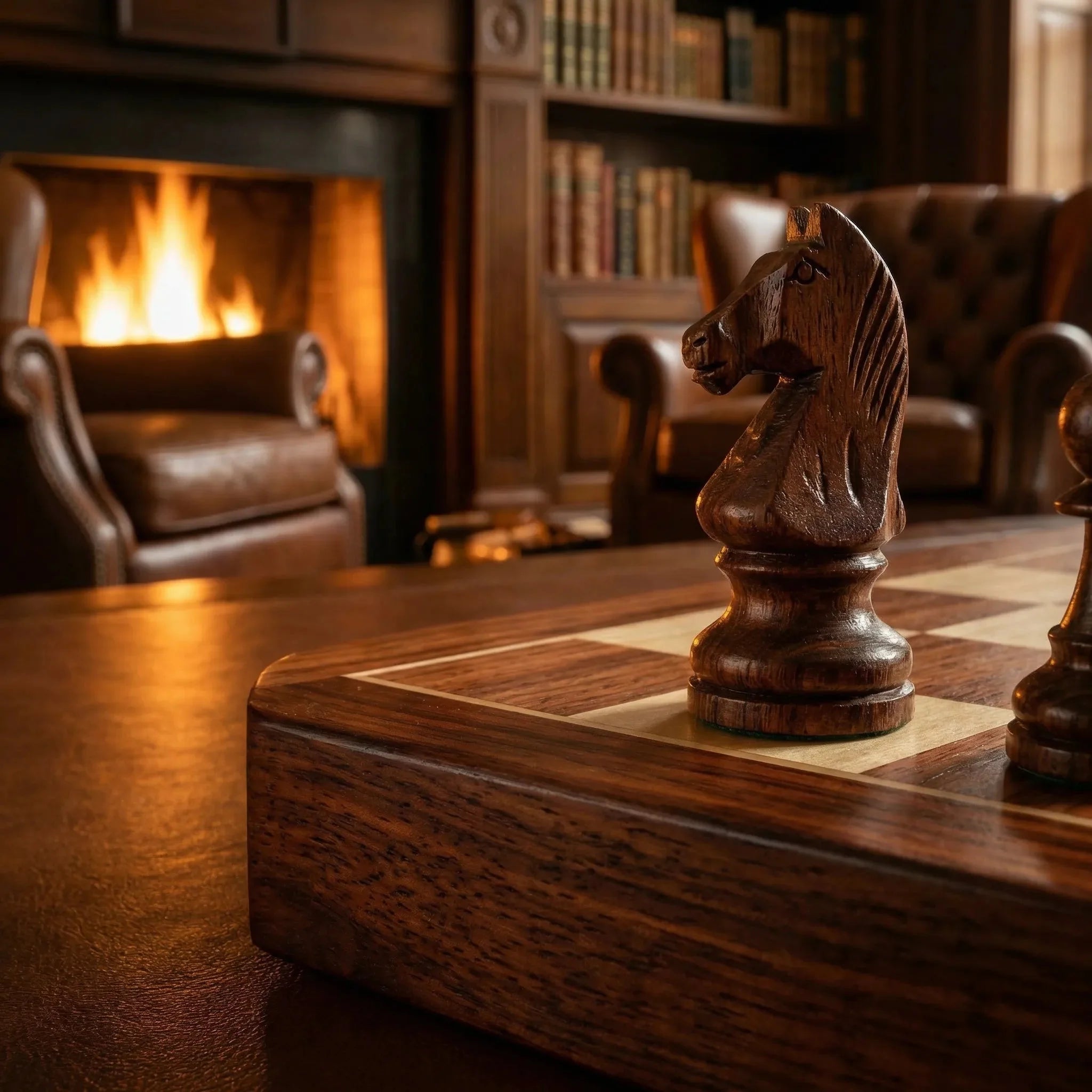 Chess Set Foldable Solid Hardwood With Integrated Storage