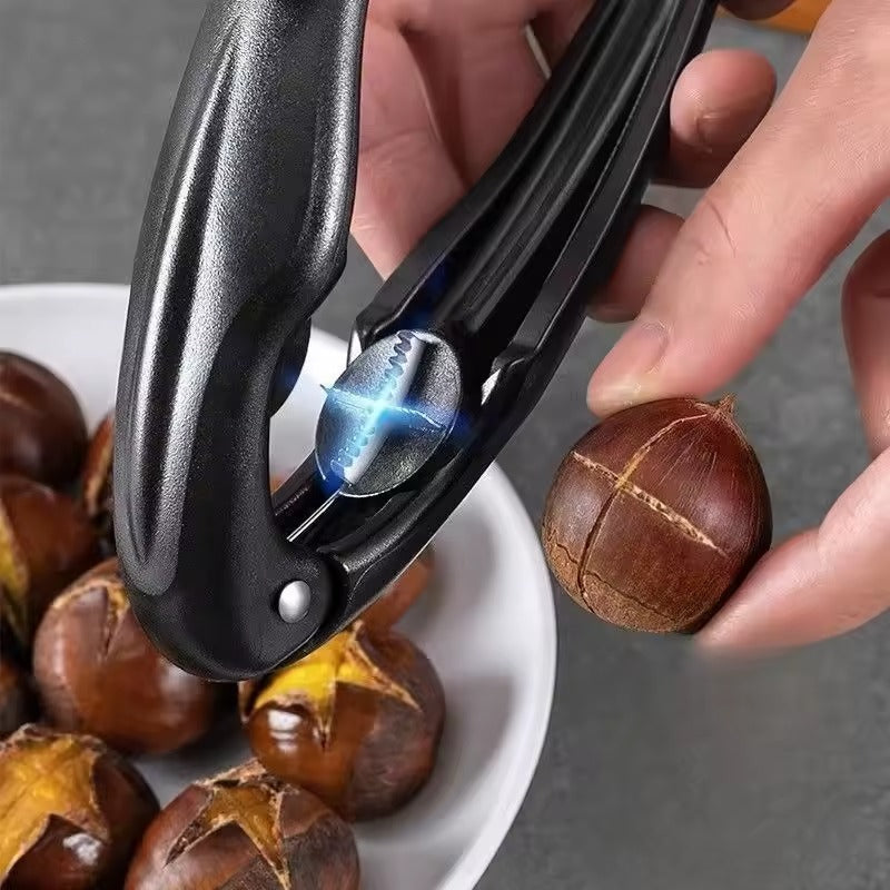 Chestnut Peeler & Nutcracker Ergonomic Zigzag Non-Slip Stainless Steel