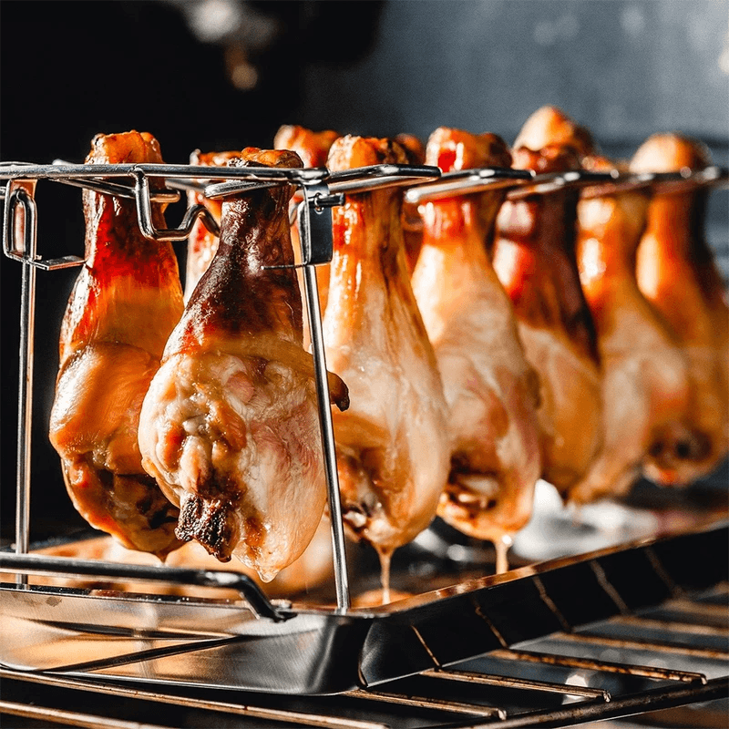 Chicken Drumstick Holder Stainless Steel Foldable With Drip Tray
