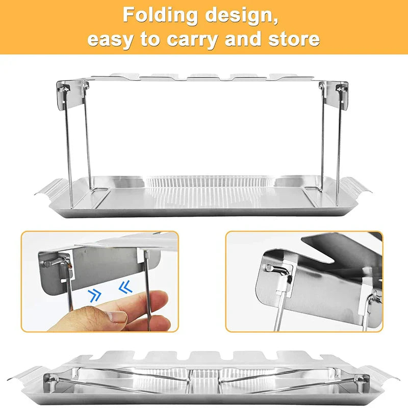 Chicken Grill Rack Foldable Stainless Steel Holds 12 Pieces