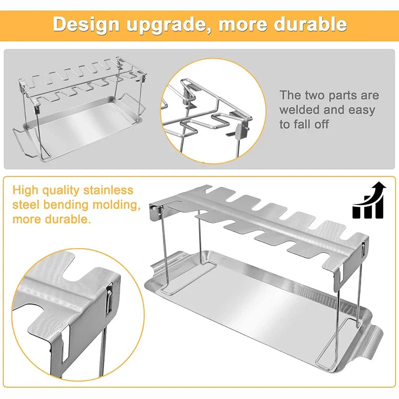 Chicken Grill Rack Foldable Stainless Steel Holds 12 Pieces