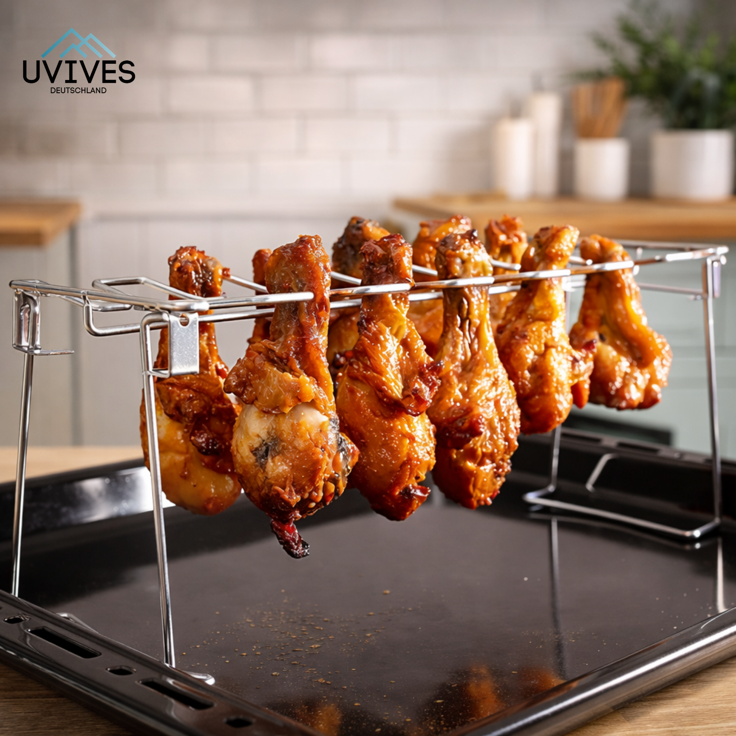 Chicken Leg Grill Rack Holds 14 Thighs Stainless Steel
