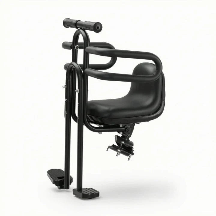 Child Bike Seat Padded Faux Leather Foldable Footrests