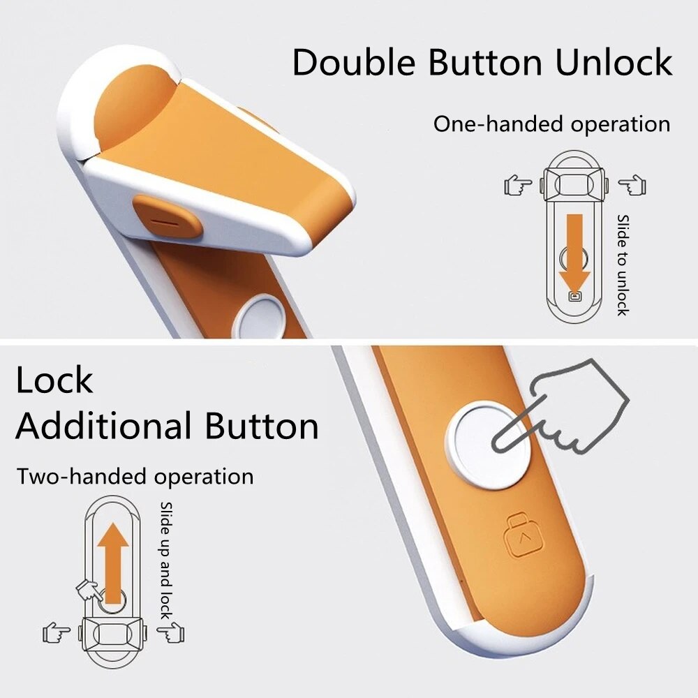 Child Safety Door Lock Three-Button No-Drill Self-Adhesive