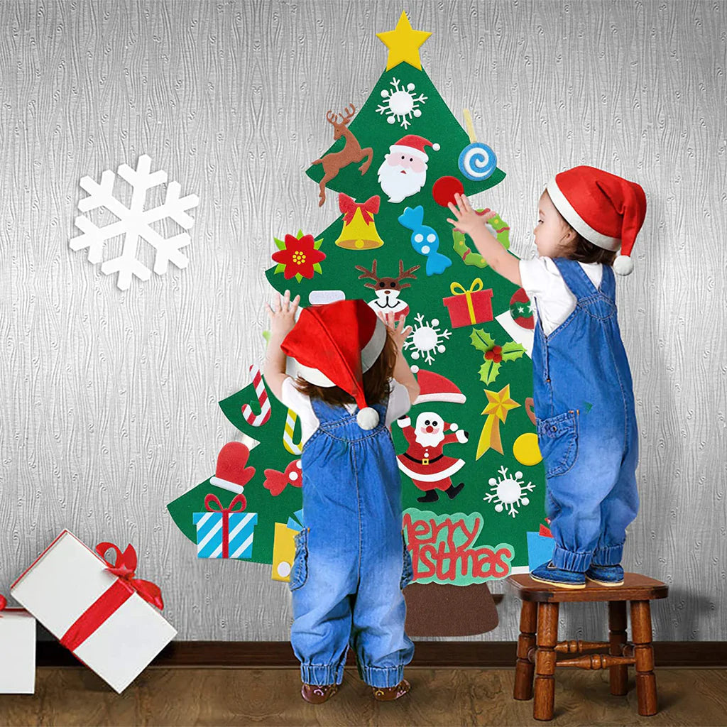 Children's Felt Christmas Tree Wall-Mount 25 Velcro Ornaments