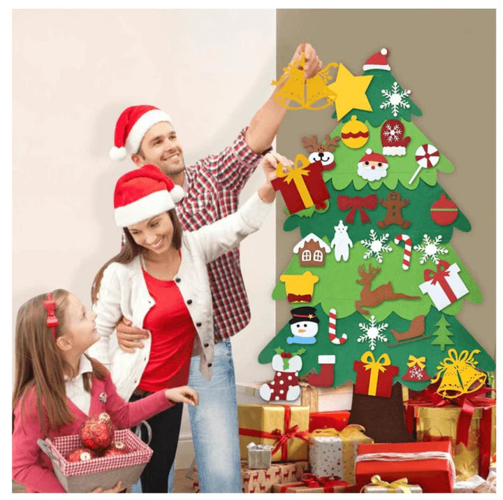Children's Felt Christmas Tree Wall-Mount 25 Velcro Ornaments