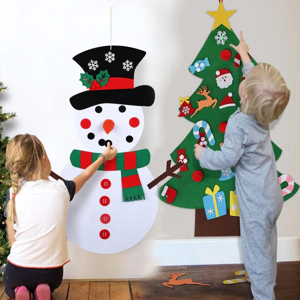 Children's Felt Christmas Tree Wall-Mount 25 Velcro Ornaments