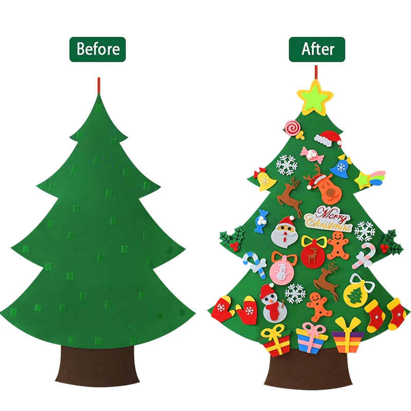 Children's Felt Christmas Tree Wall-Mount 25 Velcro Ornaments