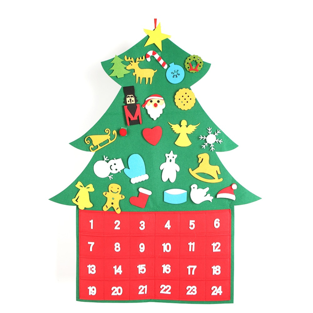 Children's Felt Christmas Tree Wall-Mount 25 Velcro Ornaments
