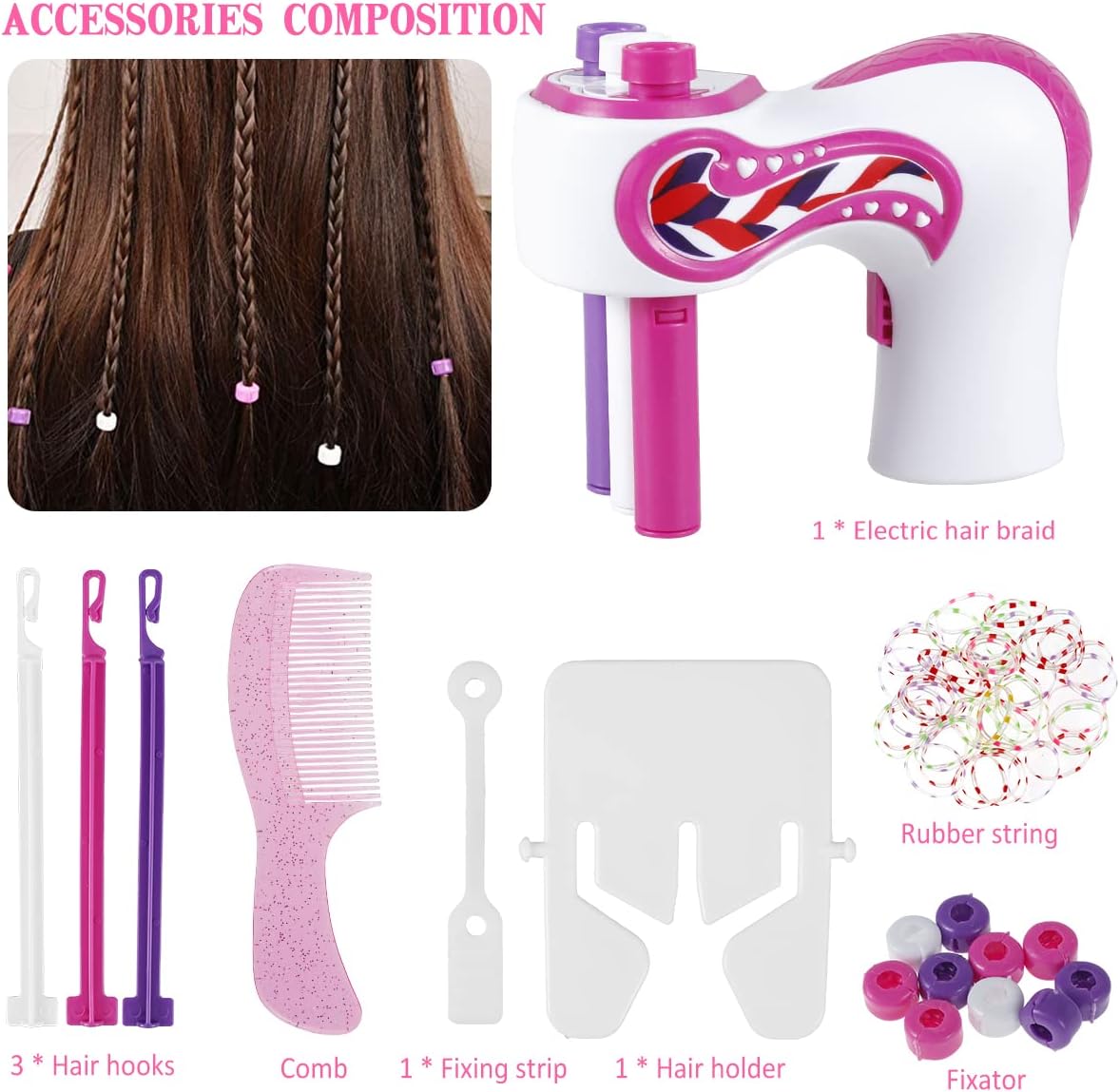 Children's Hair Braider One-Button Automatic Colorful Bands & Clips