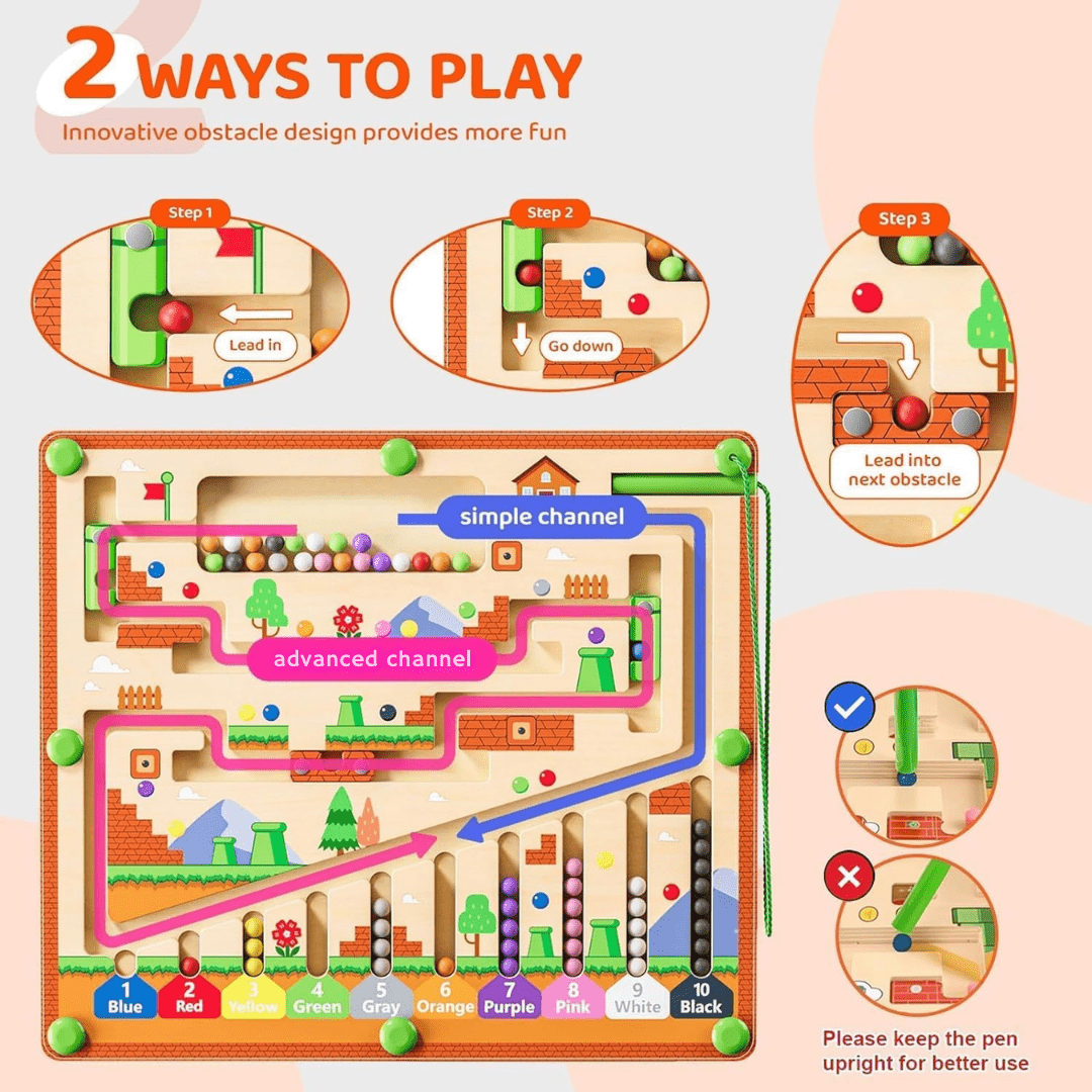 Children's Maze Toy Wood & Acrylic Portable Screen-Free