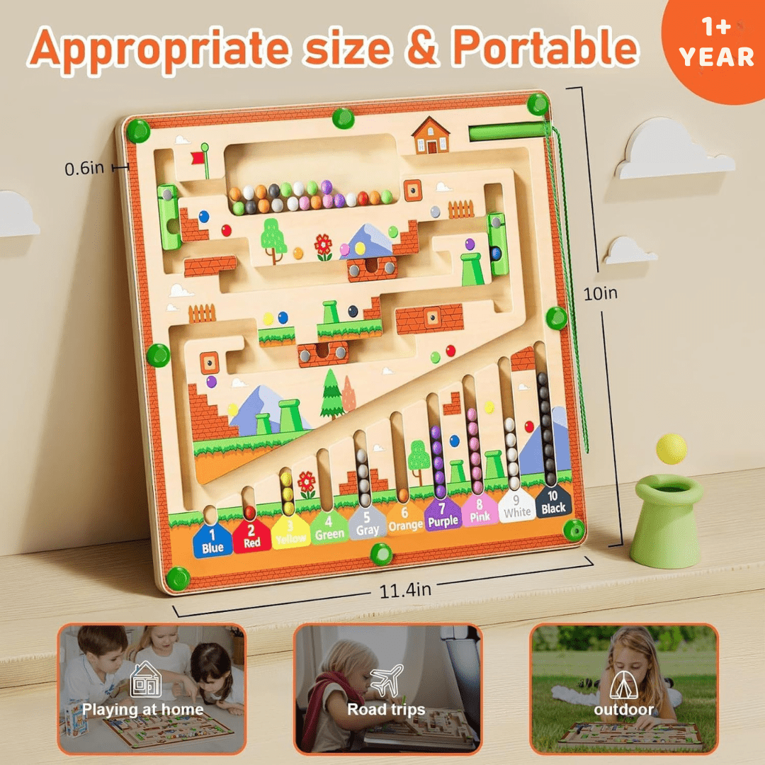 Children's Maze Toy Wood & Acrylic Portable Screen-Free