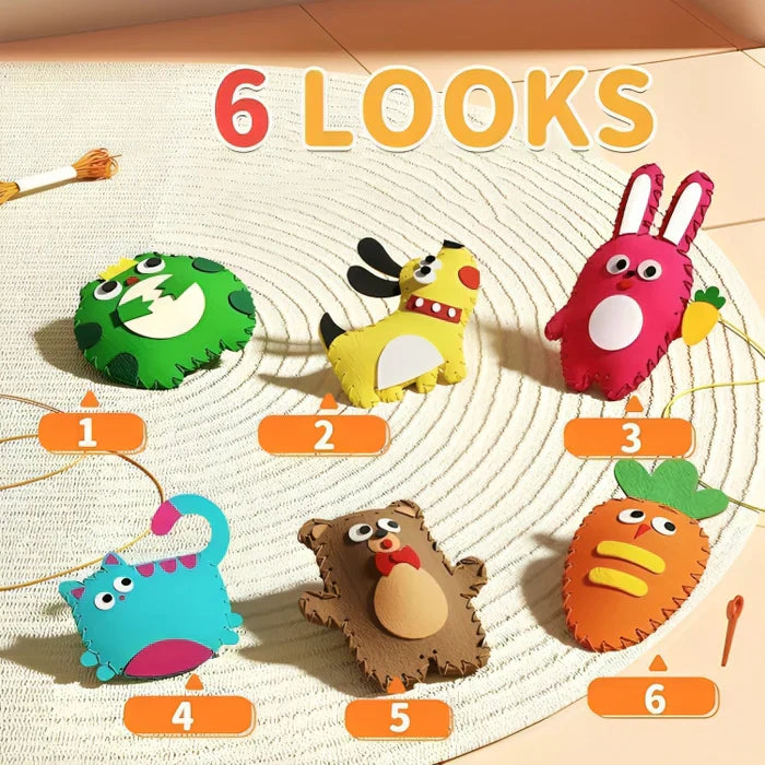 Children's Sewing Kit Beginner Kid-Safe Needles & Felt Dolls