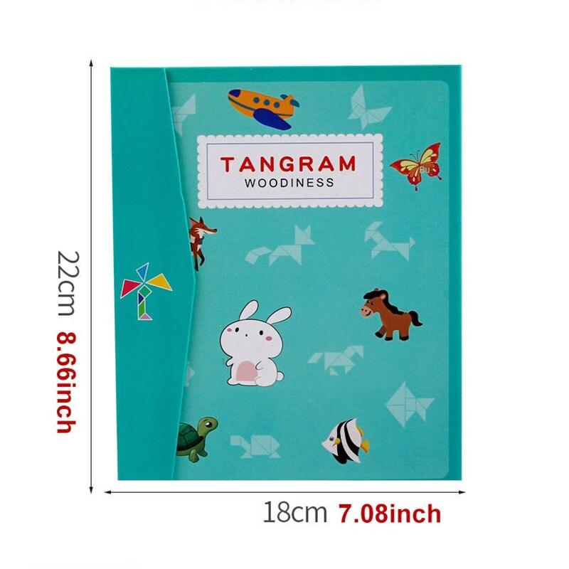 Children's Tangram Puzzle Magnetic Wooden Fold-Out Book 12 Cards