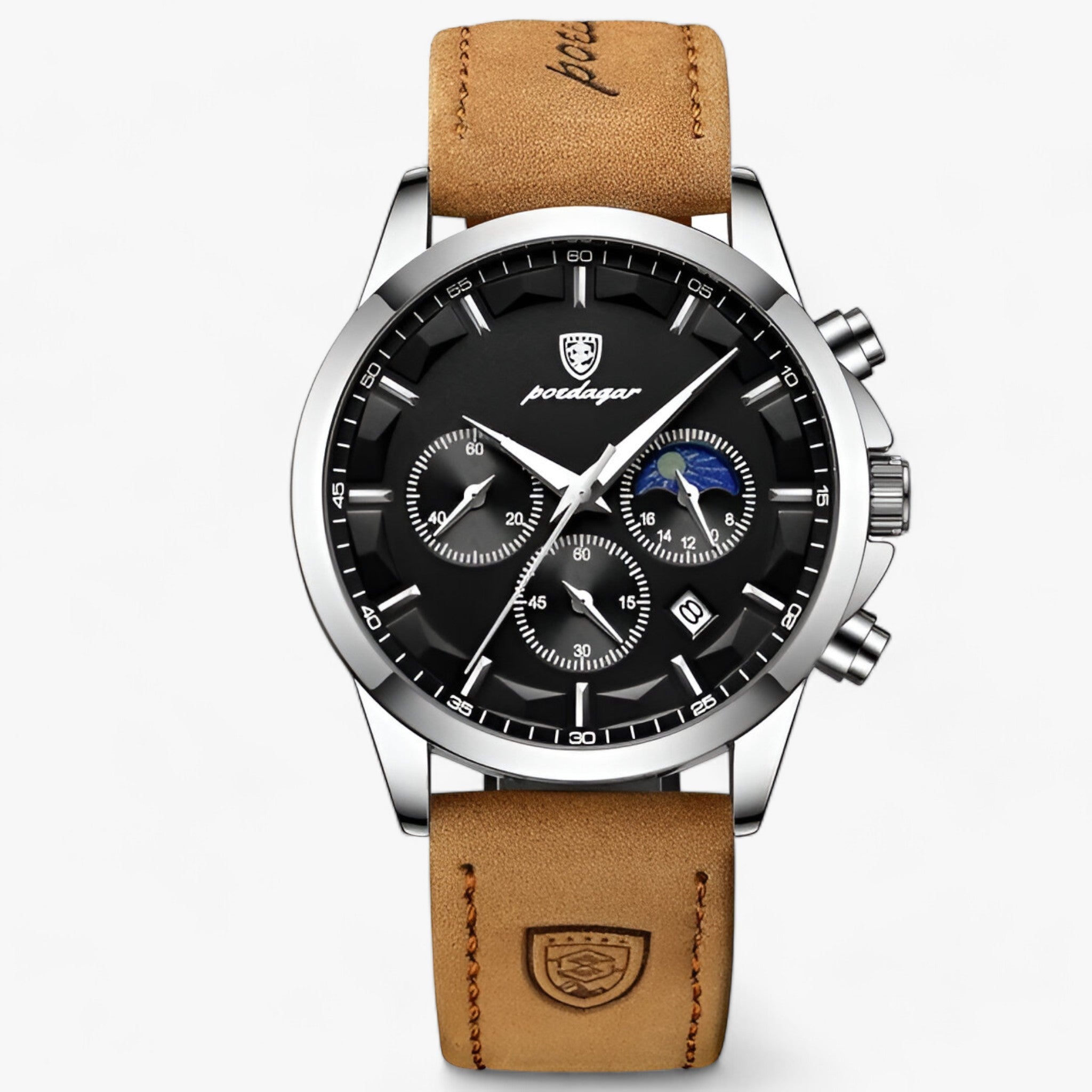 Chronograph Watch Titanium Steel Case Water-Resistant Luminous Hands