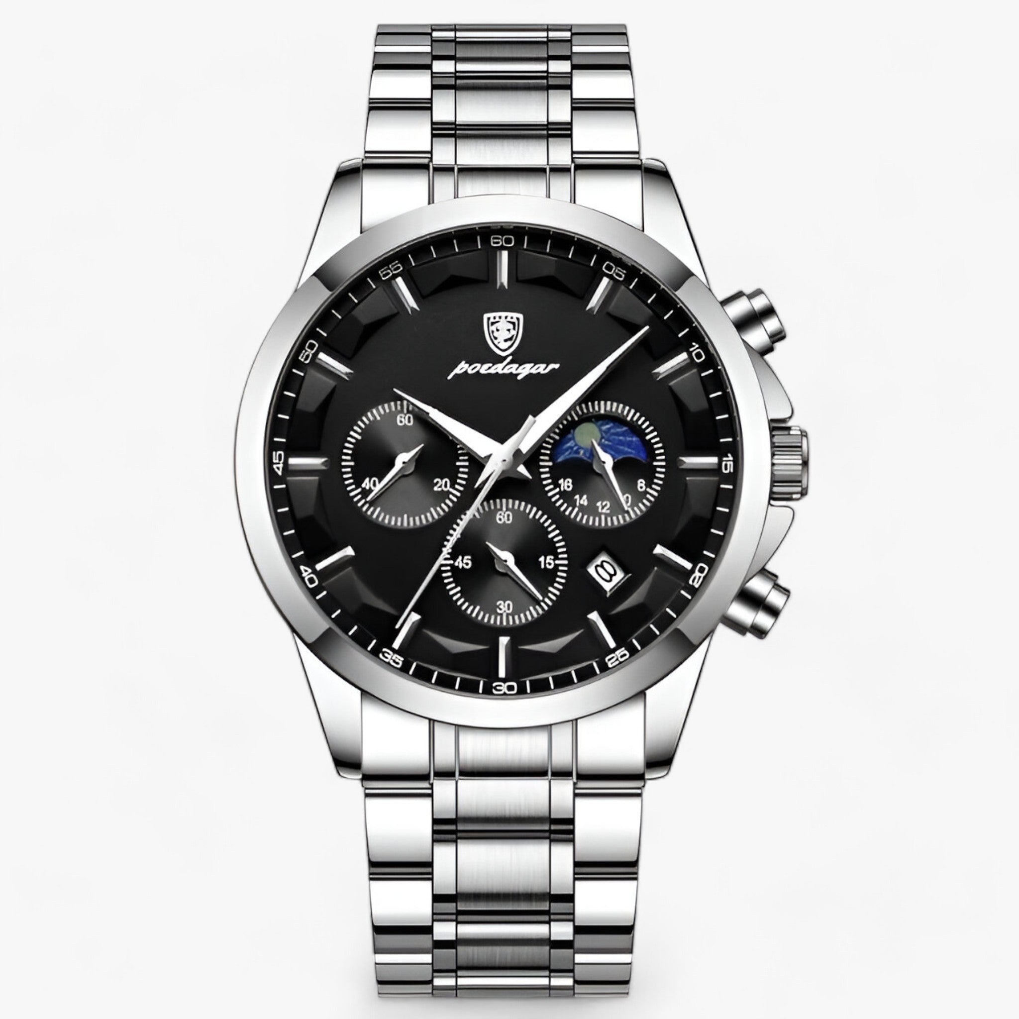 Chronograph Watch Titanium Steel Case Water-Resistant Luminous Hands
