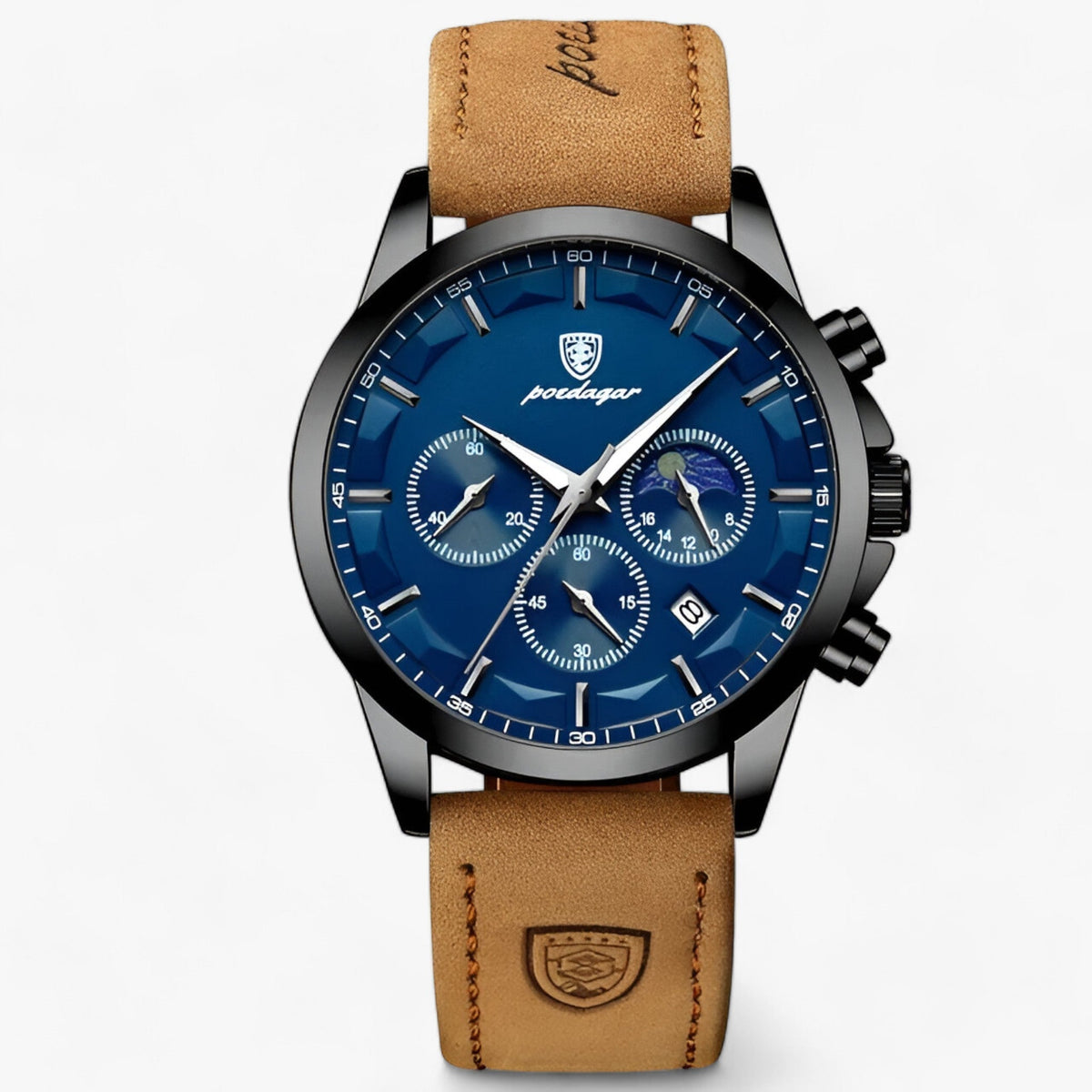 Chronograph Watch Titanium Steel Case Water-Resistant Luminous Hands