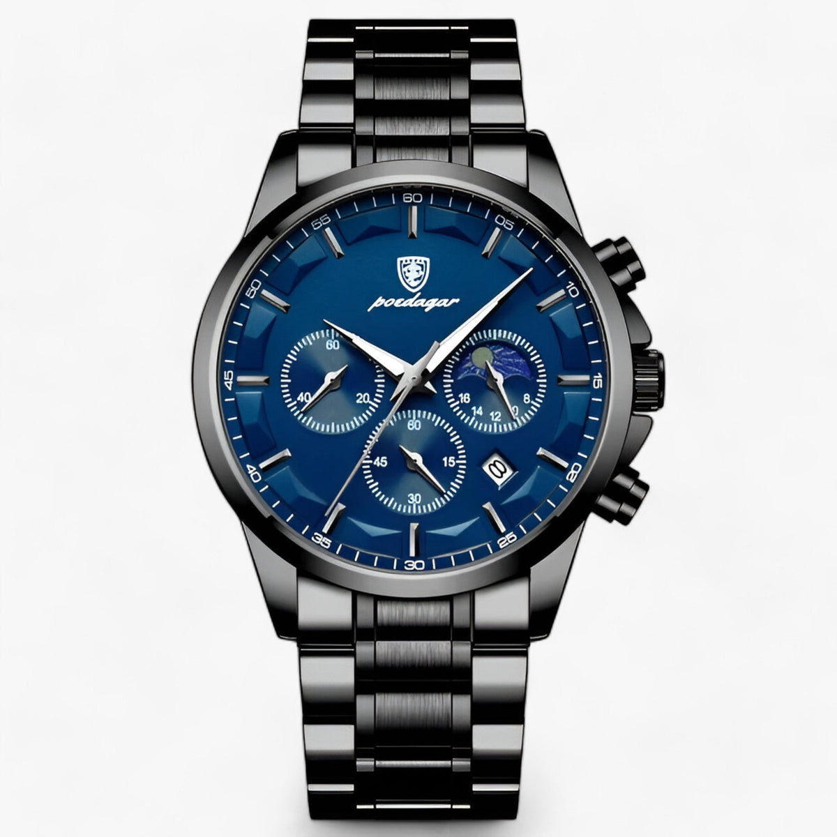 Chronograph Watch Titanium Steel Case Water-Resistant Luminous Hands