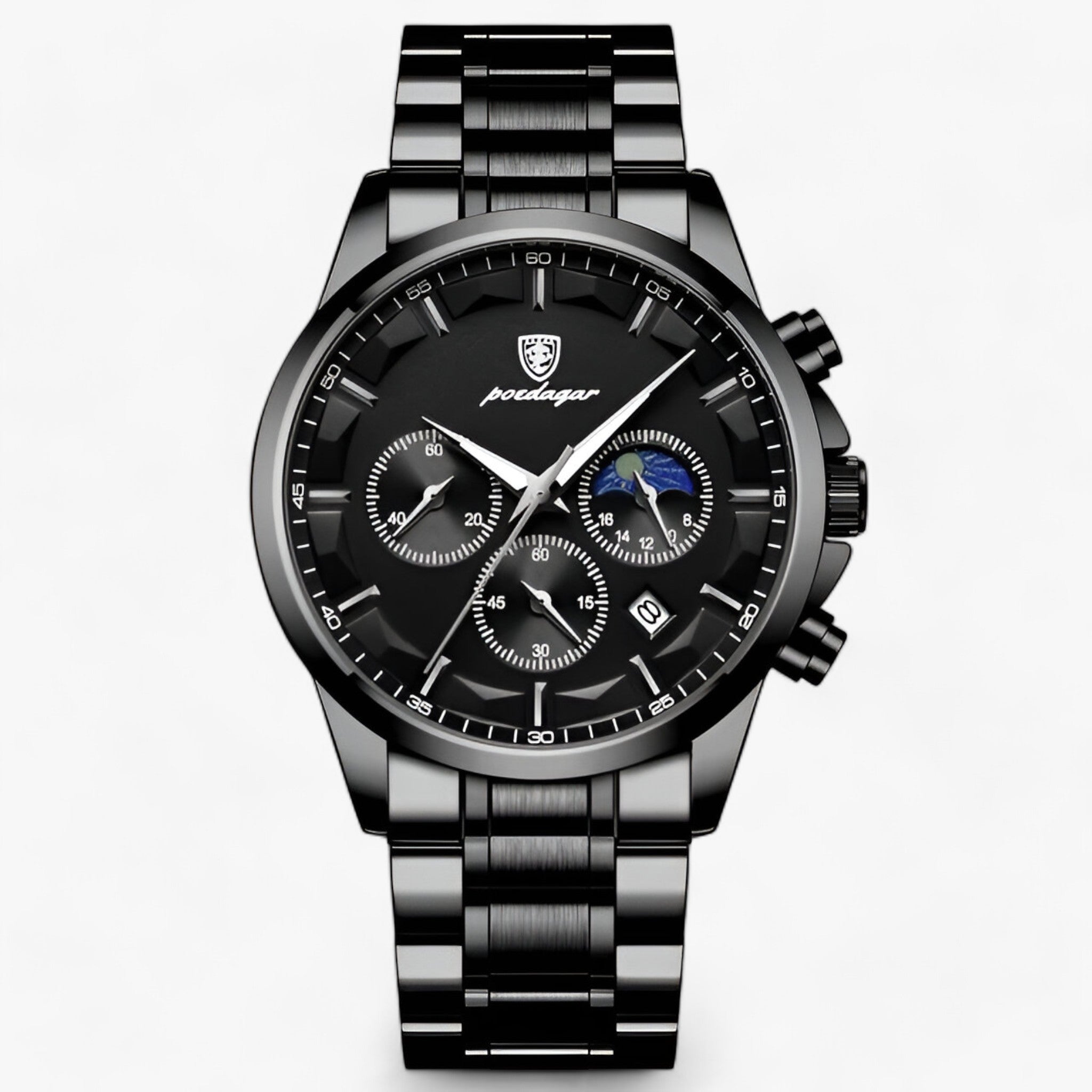 Chronograph Watch Titanium Steel Case Water-Resistant Luminous Hands