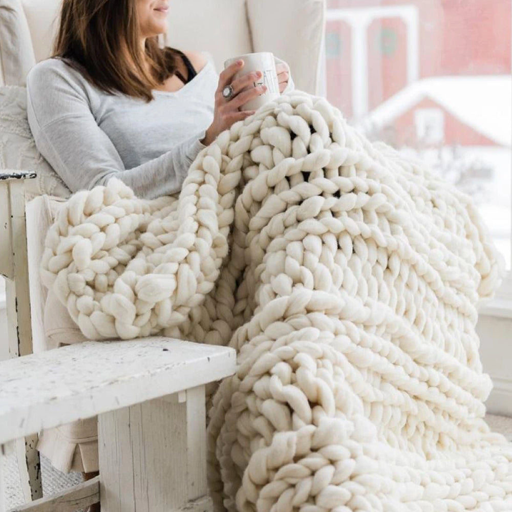 Chunky Knit Blanket Shape-Retaining 150 × 200 cm