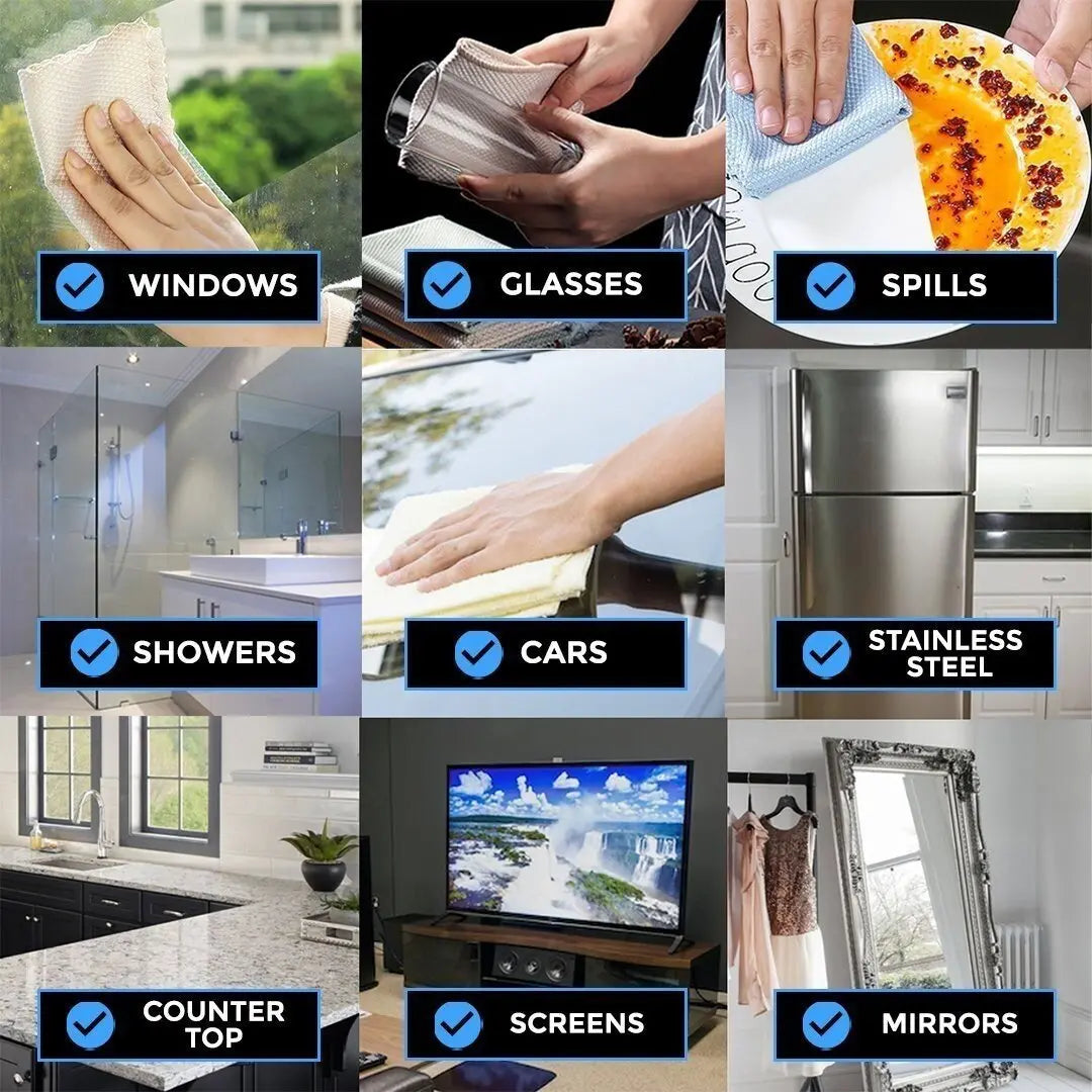 Cleaning Cloths Streak-Free Super Absorbent Quick-Drying