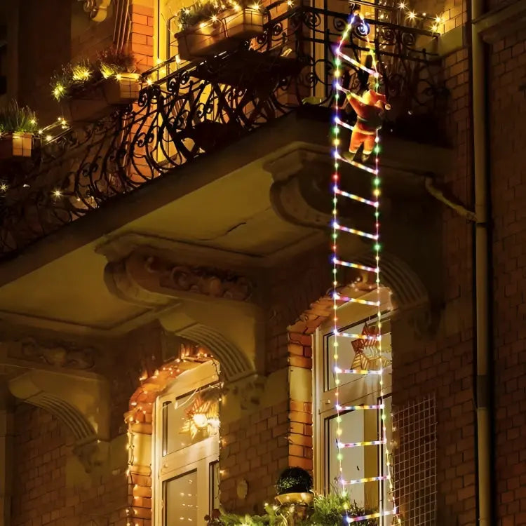 Climbing Santa Decoration Weatherproof Warm White LEDs 2.5m Ladder