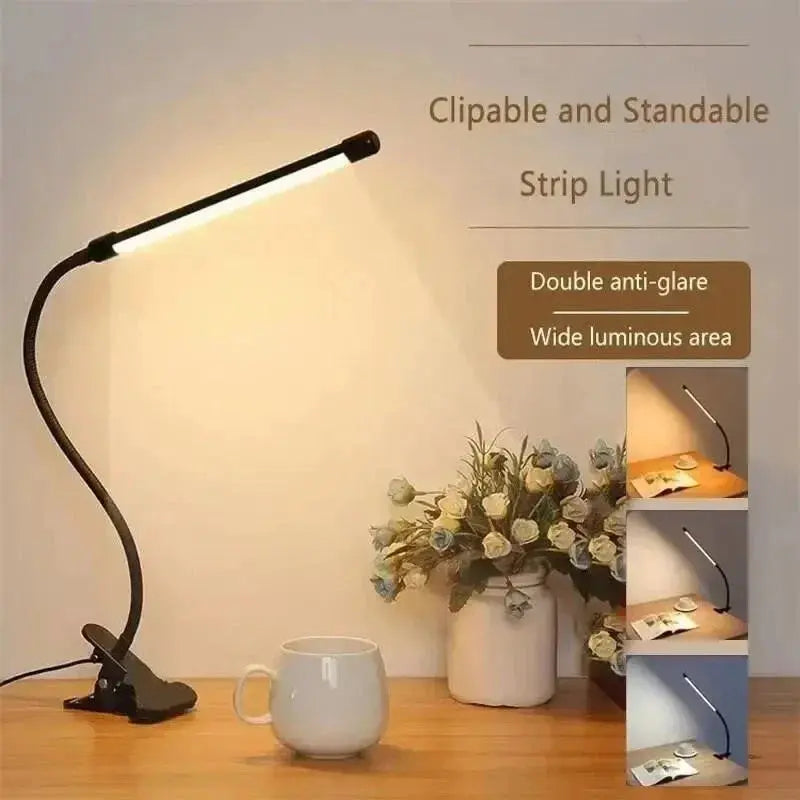 Clip Desk Lamp Dimmable Adjustable Color Temp USB Powered