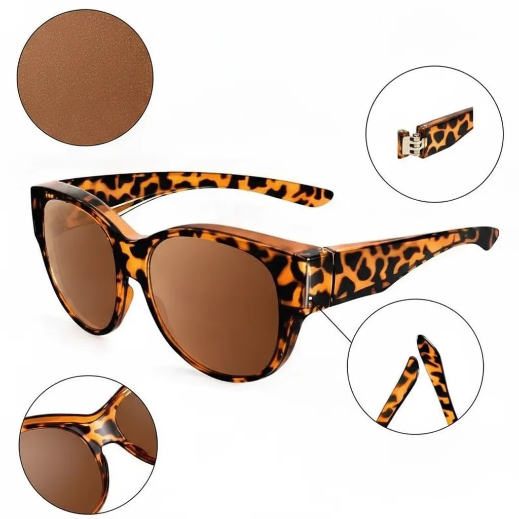 Clip-On Sunglasses Oversized Cat-Eye Polarized UV400
