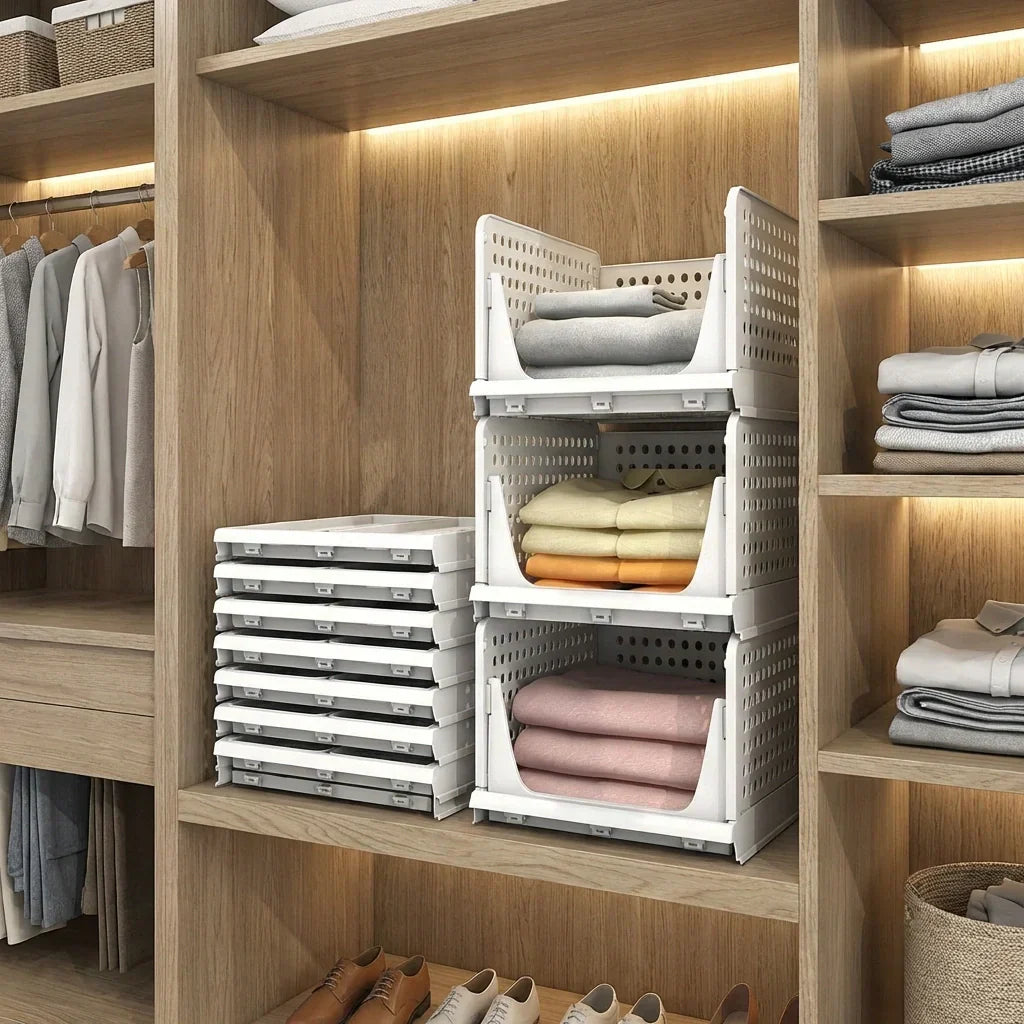 Closet Organizer 3-Tier Stackable Tool-Free Assembly