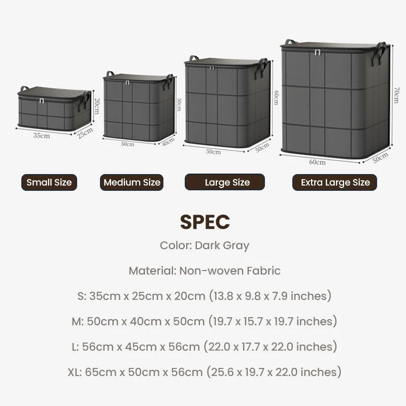 Closet Storage Bag Zippered Tear-Resistant Nonwoven & Reinforced Handles