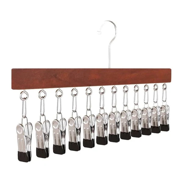 Clothes Hanger Multiple Plastic-Coated Clips 360 Degree Swivel
