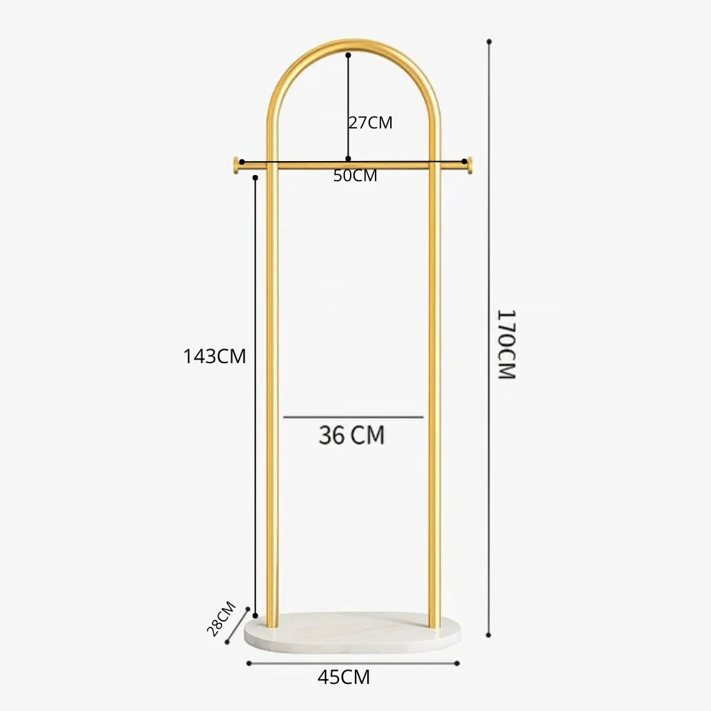 Clothes Rack Freestanding Curved Arch Marble-Effect Base